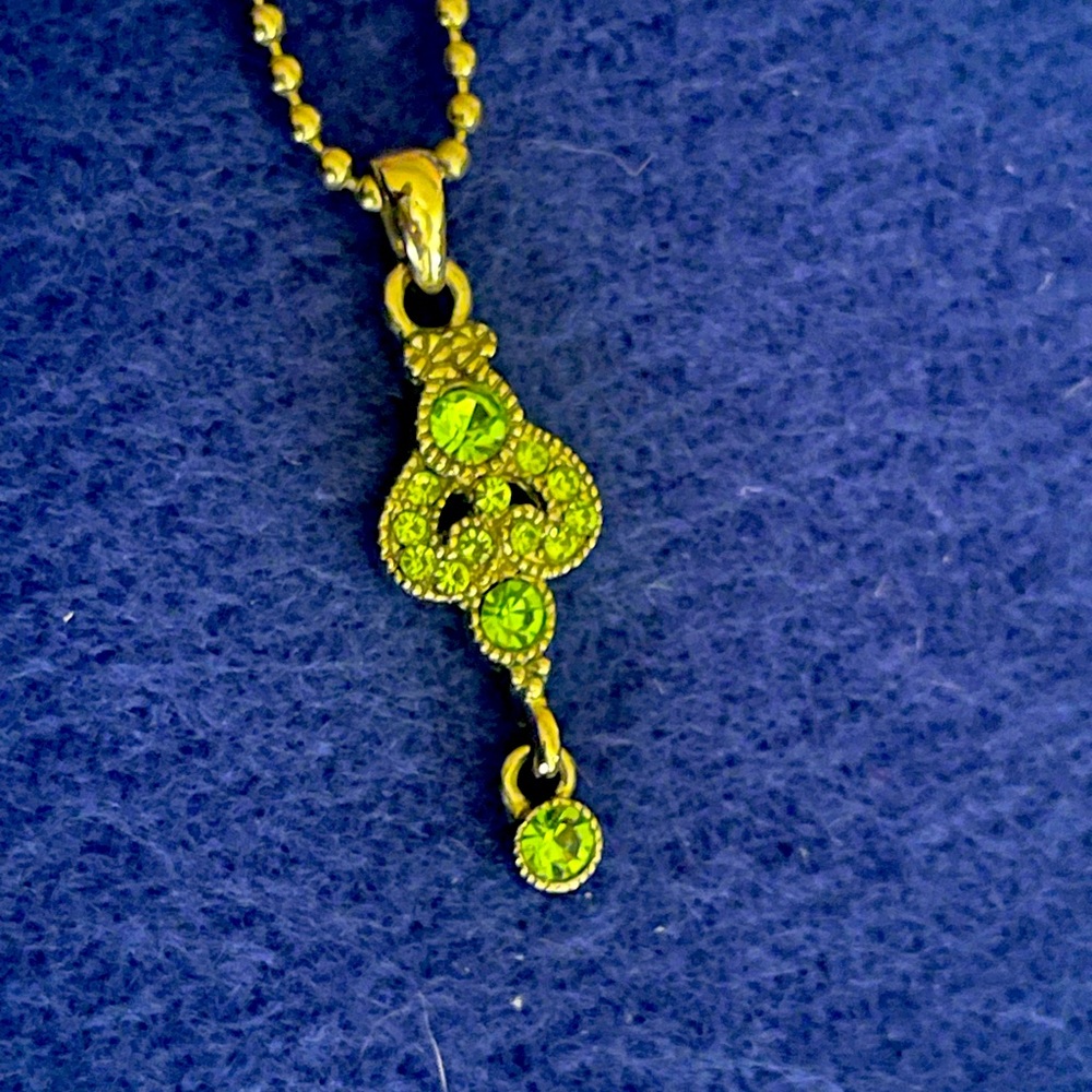 VINTAGE SIGNED COOKIE LEE GREEN RHINESTONE 18" NECKLACE